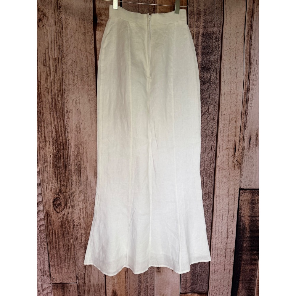 Dissh Linen Maxi Skirt White Minimalist Coastal Resort Summer Vacation Size US 2 - Picture 2 of 9